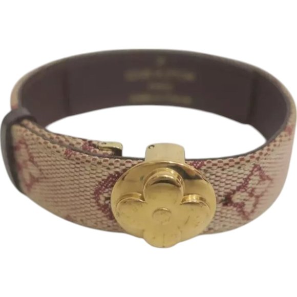 765219BC (S2) Louis Vuitton Bracelet Red Monogram Mini Lin Idylle - Picture 1 of 7